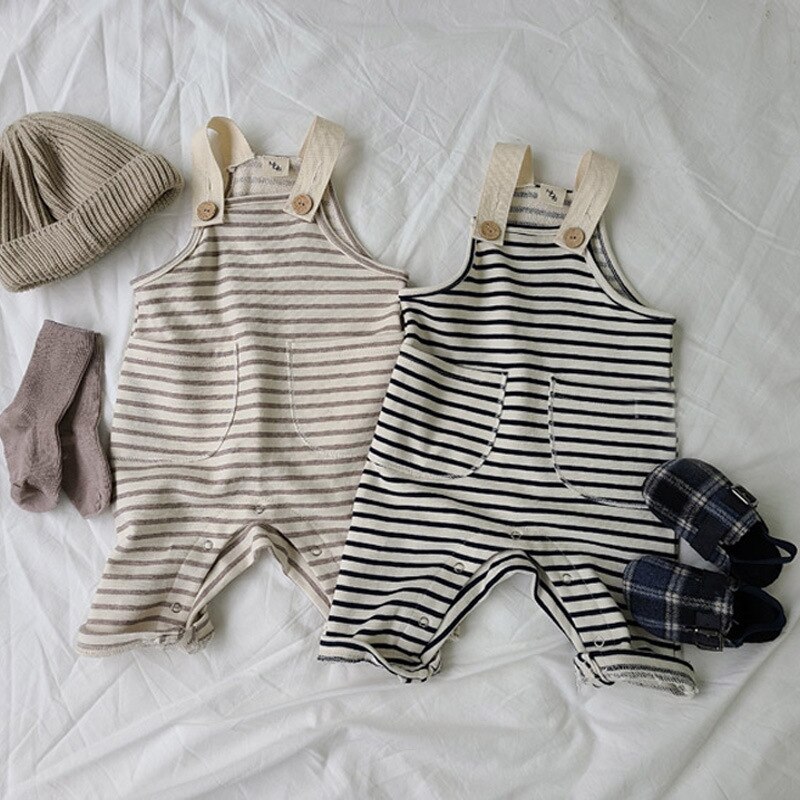 Autunno Del Bambino Del Bambino Delle Ragazze Dei Ragazzi solido Senza Maniche Pagliaccetto Della Tuta Outwear Pantaloni Vestiti 0-24M Del Bambino di Modo Tute E Salopette