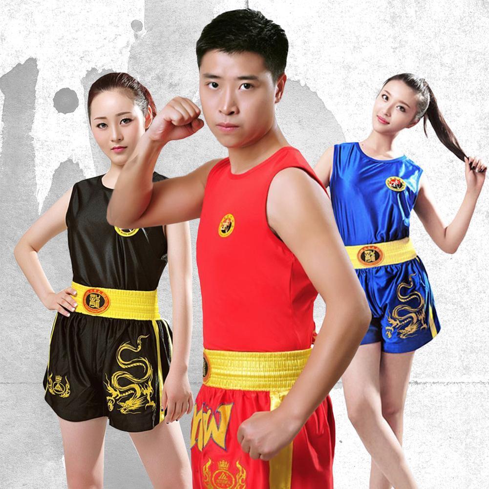 Dragon Pattern Taekwondo Boxing Muay Thai Unisex Sleeveless Top Shorts Set