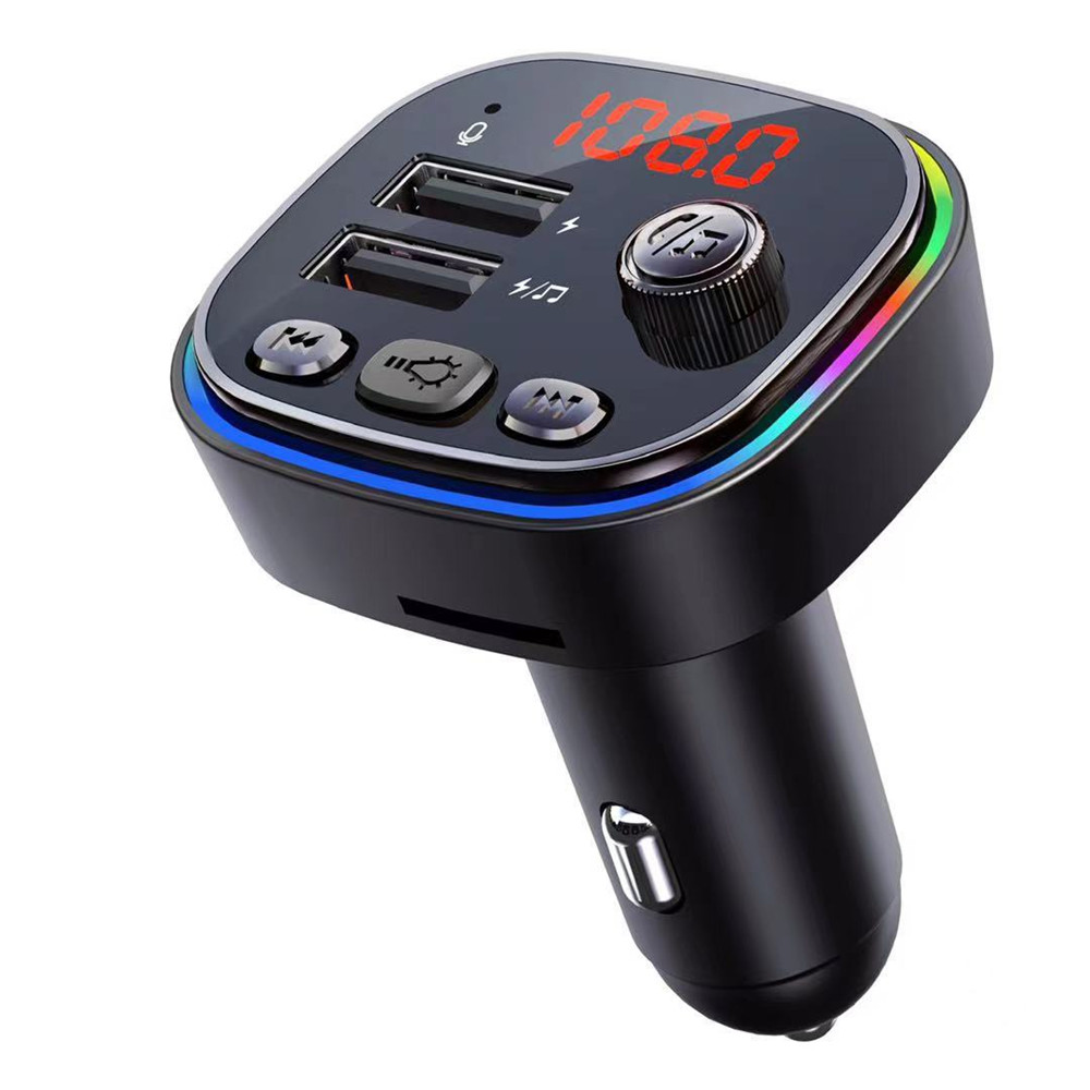 C20 Car FM Transmitter Cigarette lighter Dual USB 5V 3.1A Fast Charger Audio Player Bluetooth With Colorful lights MP3 Player
