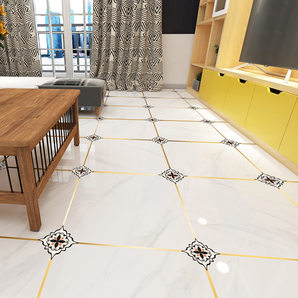 18pcs/Set Self Adhesive Waterproof PVC Ceramic Tile Stickers Wall Sticker Art Diagonal Floor Stickers Kitchen Home Decoration