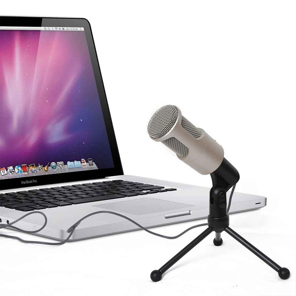 SF-960 Condenser Microphone, 3.5mmUSB Interface Computer Game Singing, Computer Microphone, Computer USB Wired Microphone (Gold)