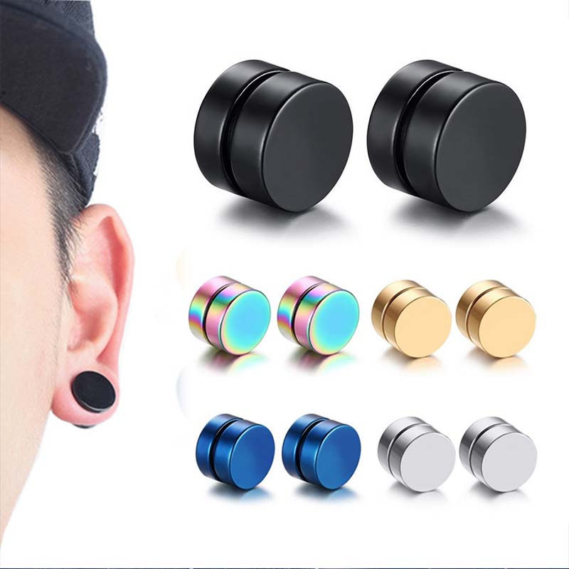 Boucles d'oreilles pour hommes et filles, 1 pièce, Clip magnétique puissant rond et magnifique, 6mm/8mm/10mm/12mm, 5 couleurs