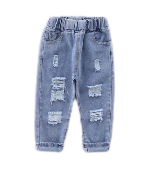 Pantalones vaqueros rotos para niños, jeans informales, holgados, rasgados, talla 90-130: 3T--height 100cm