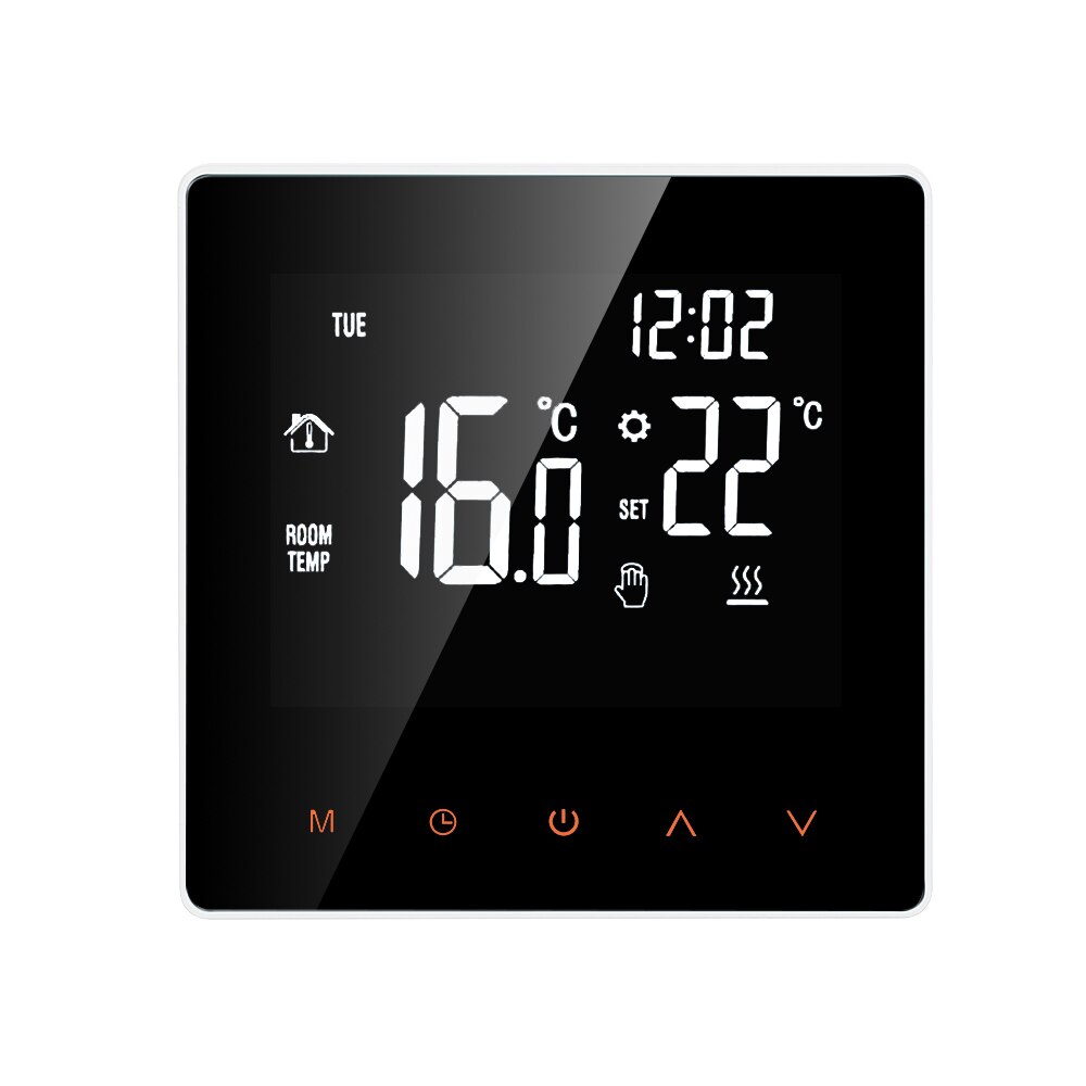 Wi-fi / ingen wi-fi smart termostat digital temperaturregulator tuya app kontrol lcd berøringsskærm programmerbar opvarmningstermostat: Hvid ingen wifi