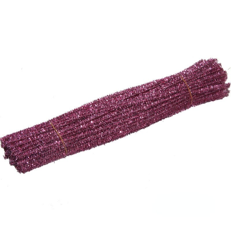 100pcs 30cm 12'' Pipe Cleaners Sparkle Christmas Chenille Craft Stems Plush Wired Sticks Xmas DIY Supplies Gold Silver Red Green
