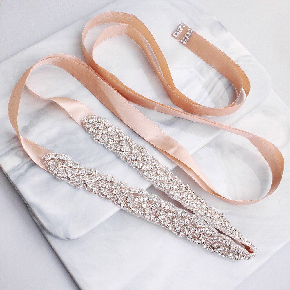 Jeesblsy Strass sjerp riem met satijnen lint, handgemaakte kristallen bruidsriem vrouwen bruidsmeisje jurk riem voor bruiloft feest prom jurken