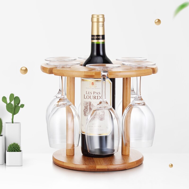 Estante de secado de copas de vino, estantería de almacenamiento de bambú, soporte para exhibición de botellas, suministros de cocina casera WJ506