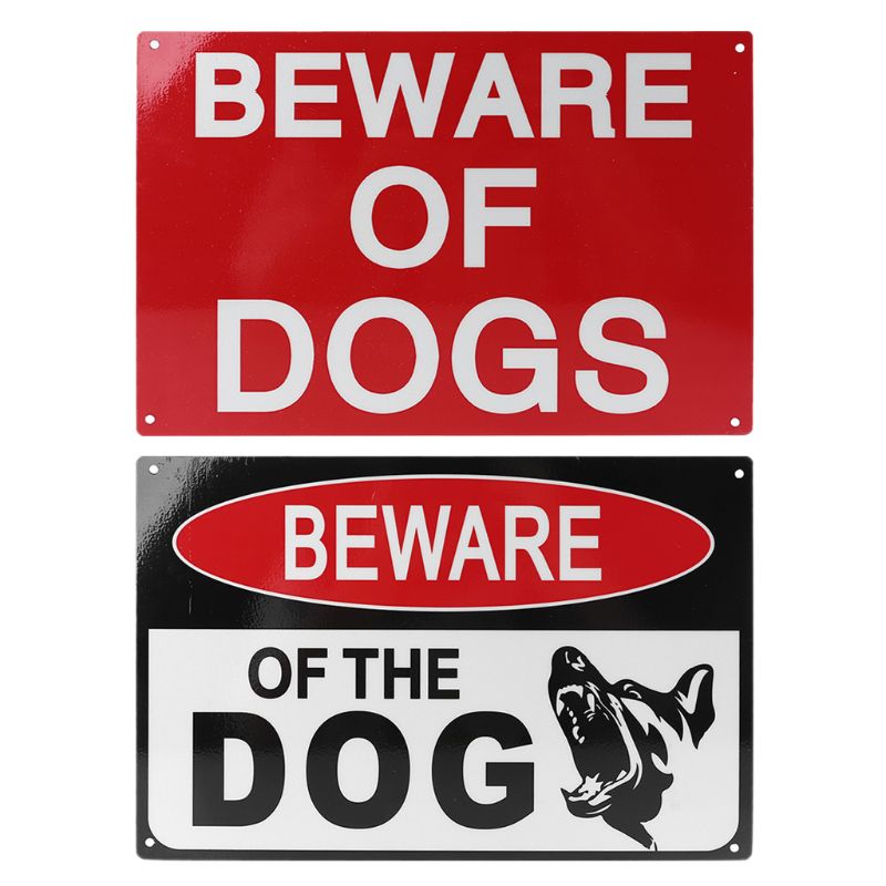Indoor Outdoor Use 30x20cm 11.8x7.8 Inches Aluminum Beware of Dog Sign Indicator for Fence Gates Wall Guard Dog Signs