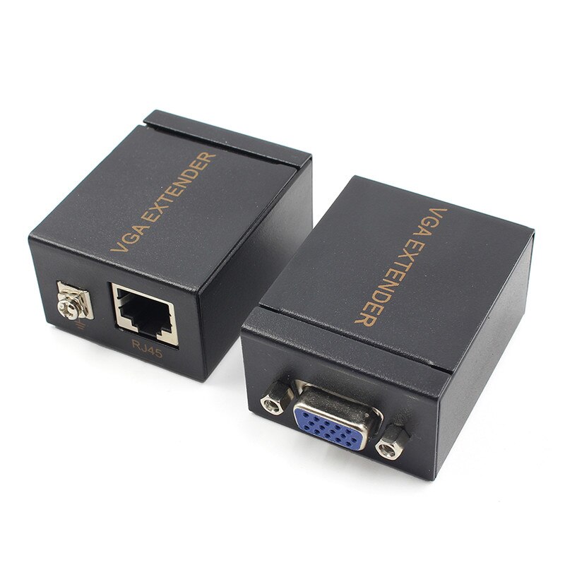 Flexibele vga extender vrouwelijk naar lan cat 5 cat 5e rj45 ethernet met zender ontvanger 60m vrouwelijke adapter versterker vga extender