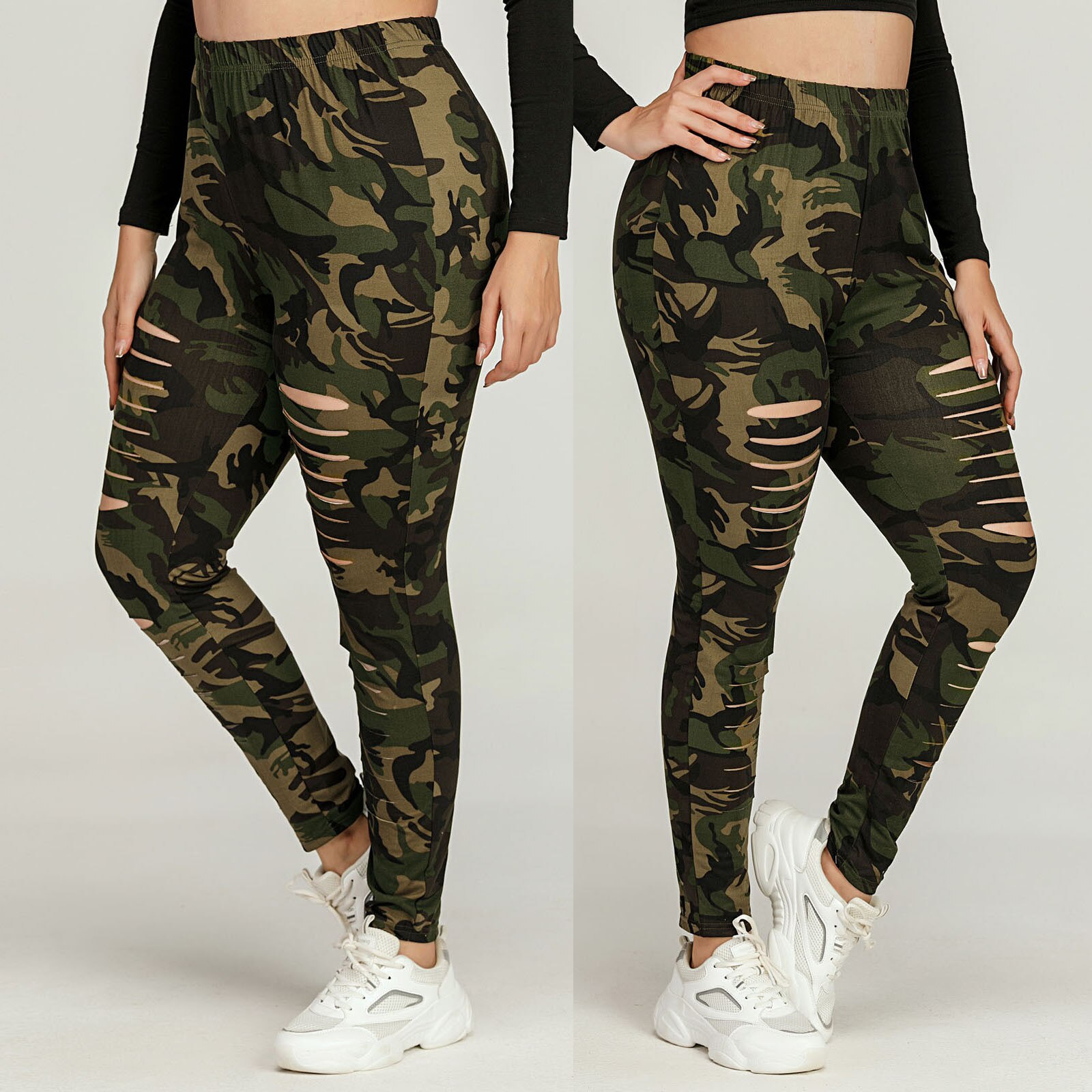 femmes Grande Taille Trou Imprimé Camouflage Legging De Sport Décontracté Yoga Style Graffiti Брюки Женские Chaude #40