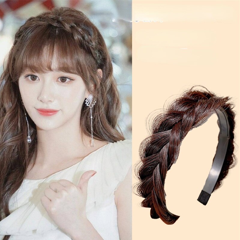 Koreaanse Fishbone Vlechten Pruik Haar Hoepel Zoete Meisjes Twist Haarband Trendy Hipster Vlecht Haarspeld Casual Haar Versieren
