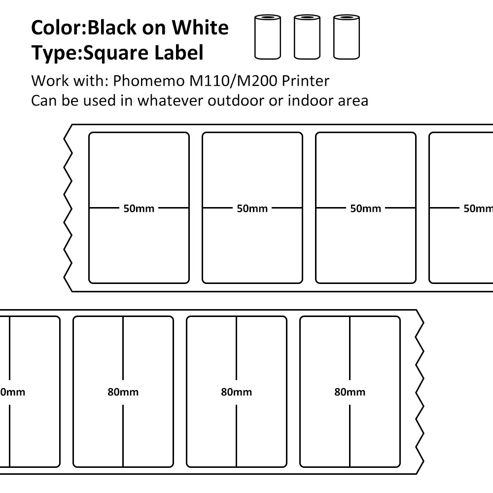 Phomemo M110 M200 etichetta Papel etichette termiche multiuso per stampante M110 M200 adesivo Papier rotondo quadrato adesivo stampabile