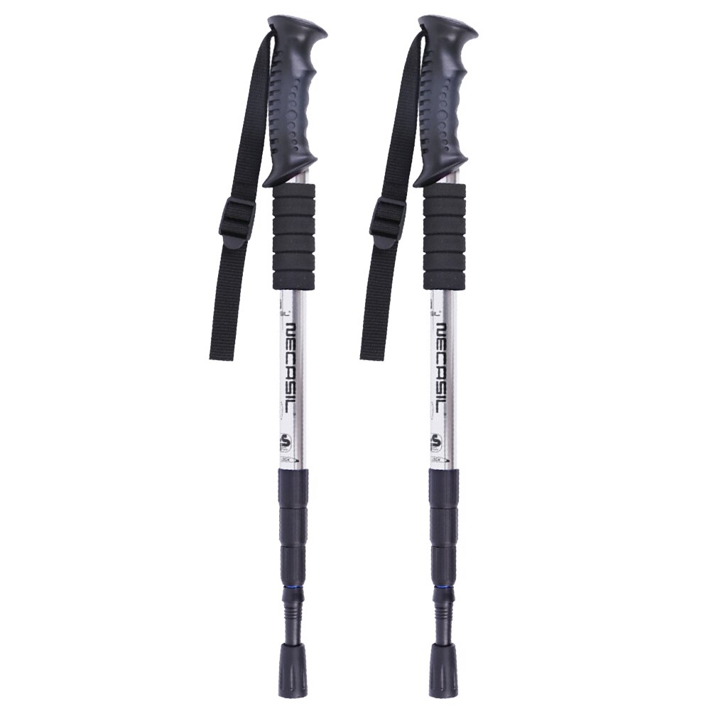 NECASIL G103 Outdoor Climbing Trekking Pole 4-section Walking Stick Kit Shock-absorbing Cane With Telescopic Inner Lock Pole: Silver