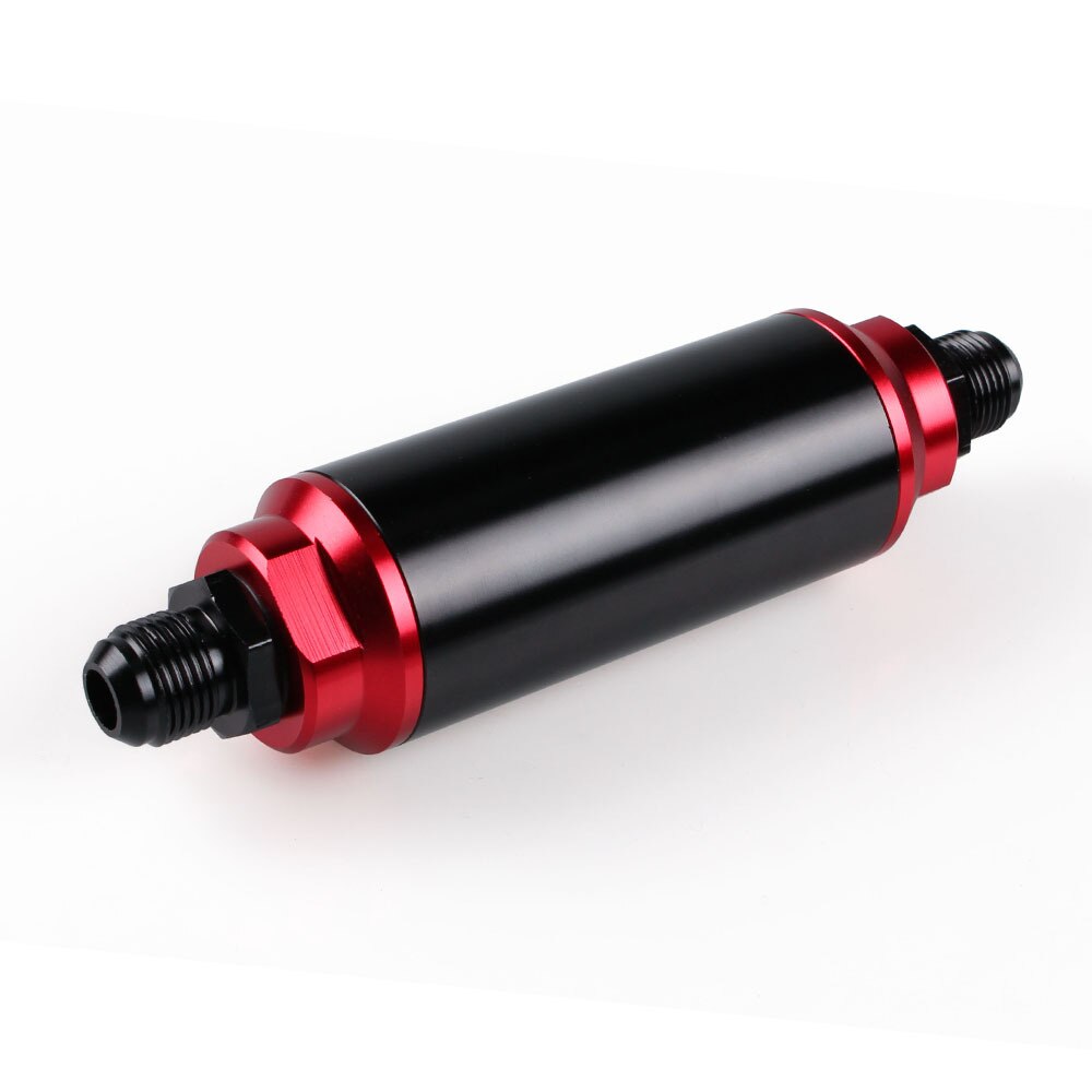 40Micron Universal Car Racing In-Line Fuel Filter System With AN6AN8 AN10 Fitting Adapter Black