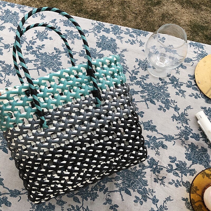 Sommer Tasche Frauen Neue Hand Gewebt Bote Tasche Hand Einzigen Schulter Tasche Hohl Gemüse Korb lässig Reise Strand tasche: 13