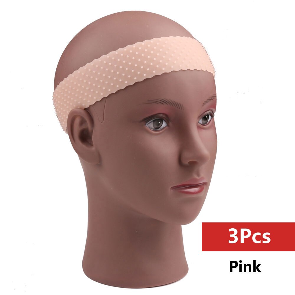 Transparent Silikon Stirnband Non Slip Elastische Weiche Perücke Grip Band Einstellbar Frauen Haar Band für Fix Perücken Silikon Band: 3pc Pink