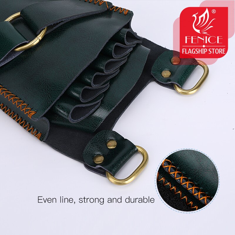 Fenice - étui de rangement en cuir pour ciseaux de barbier, étui de rangement pour ciseaux de coiffure, sac à clips avec ceinture à bandoulière, sac à ciseaux pour animaux de compagnie