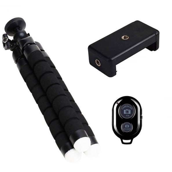 Trípode para teléfono inteligente, monopié, soporte para cámara, palo Selfie, Bluetooth, Disparador remoto: Black Tripod Remote