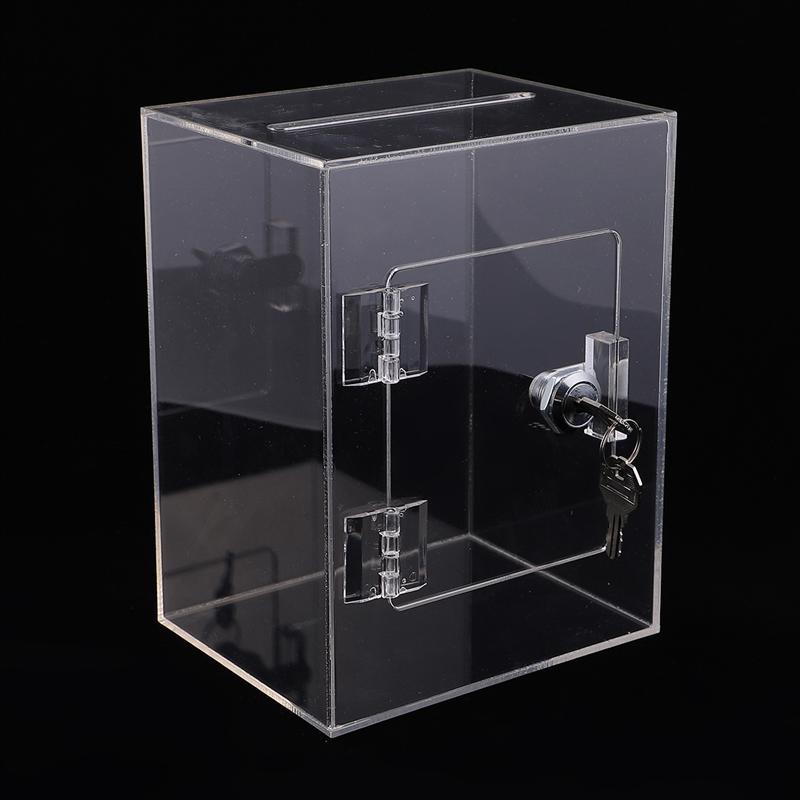 Acrylic Suggestions Box With Lock Transparent Fundraising Box With Keylock Suggestion Charity Donation Box For Ballot Survey