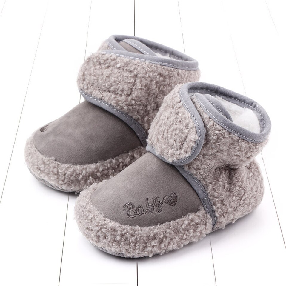 Høst vinter spedbarn baby gutter jenter støvel nydelig kjærlighetsbrev mønster plysj fløyel behagelige varme støvler