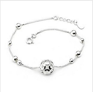 925 Silver Ball Anklets for Women Sterling Silver Jewelry Girls Joyas De Plata 925