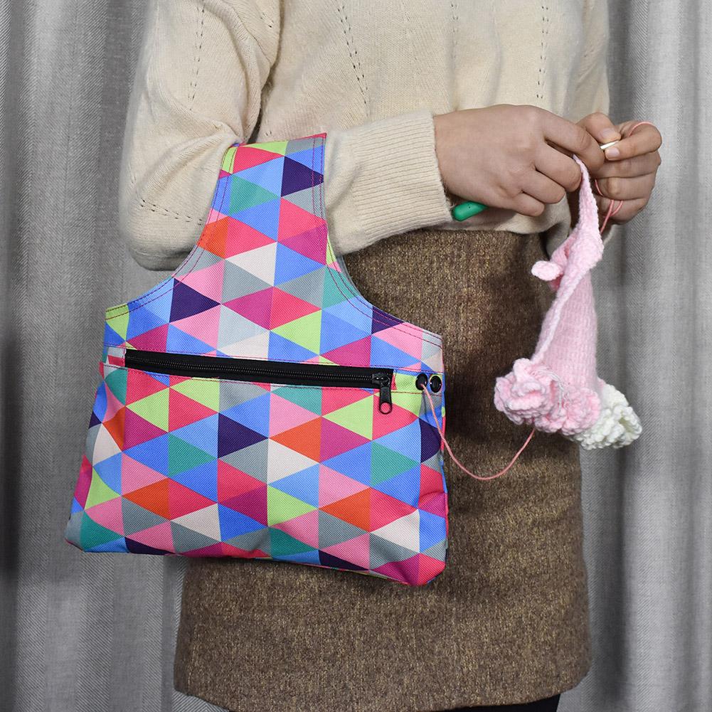Woolen Yarn Storage Bag Round Knitted Wool Bags Oxford Cloth Leaf Print DIY Knitting Sewing Kit Sewing Tools Accessories: 5