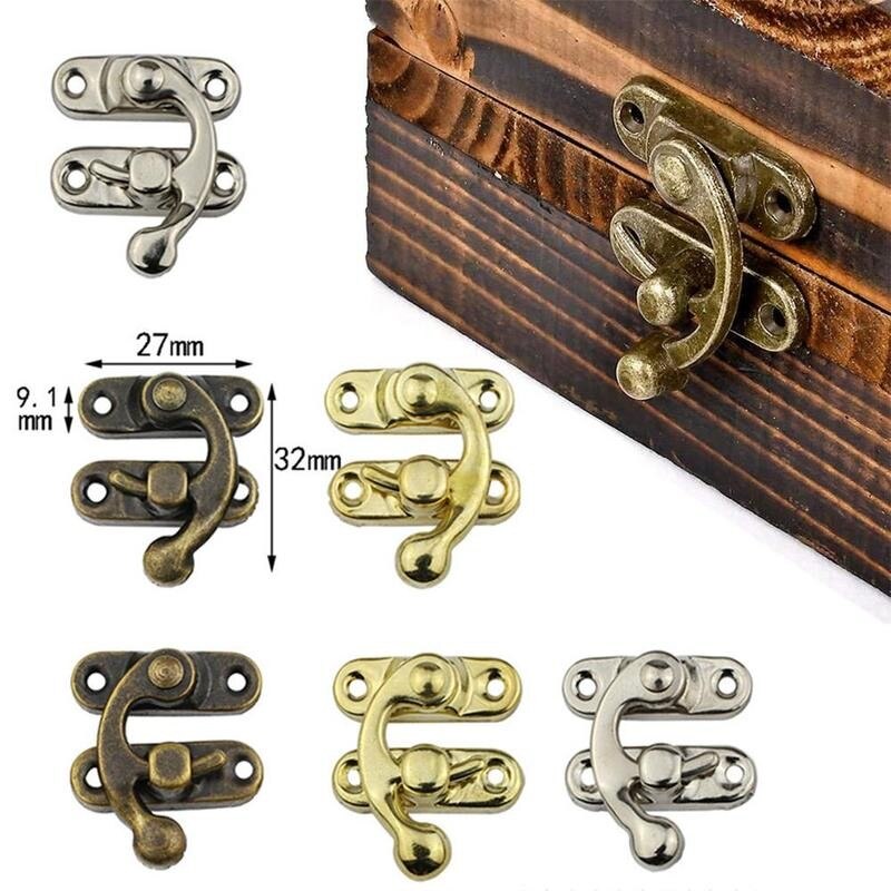 5 sets Vintage Metal Hardware Wooden Box Decorative Latch Clasps Lock Padlock Hasp With Screws