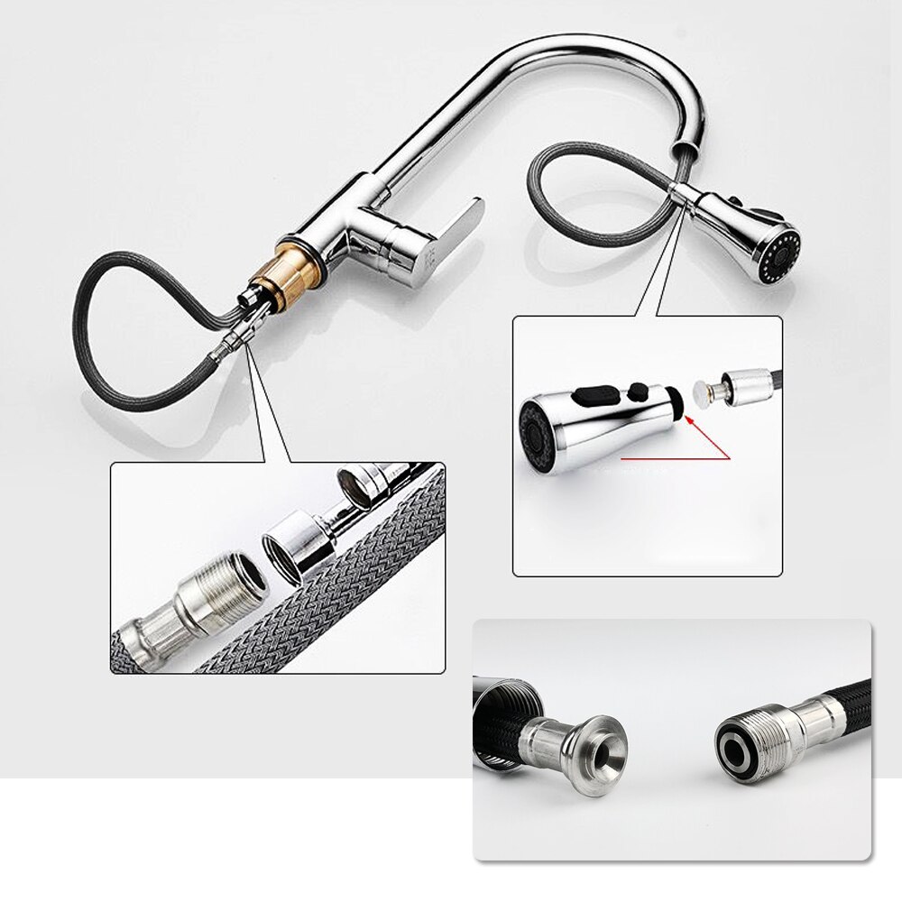 Universele G1/2 M15 * 1 Trek Keukenkraan Slang 80Cm-150Cm Nylon Gevlochten Flexibele waterslang Zwart Grijs Sanitair Spinning Buis