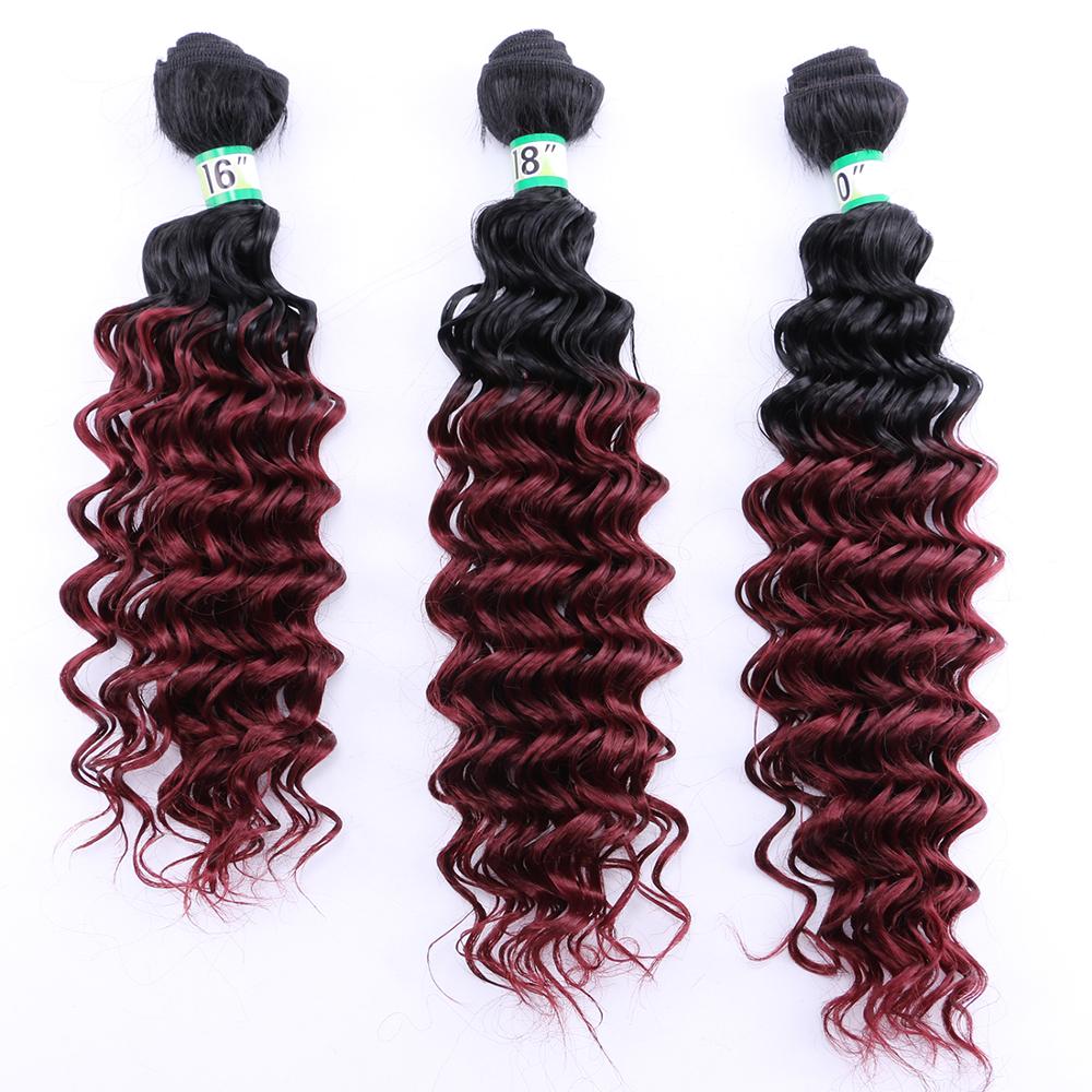 Tissages synthétiques Deep Wave bouclés-ANGIE | Mèches ombré deux tons à longueur mixte pour femmes de 16 18 20 pouces