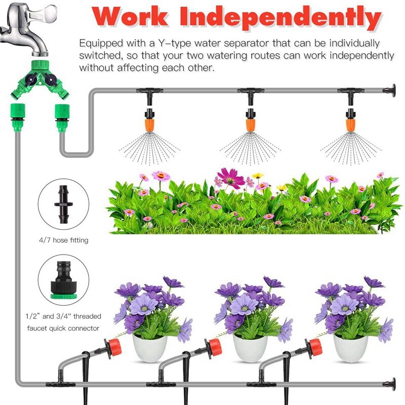 Garten Automatische Tropf Bewässerung einstellen,30M Einstellbar Mini DIY Bewässerung Bausatz,1/4 zoll schwer Pflicht Rohr Bewässerung Bausatz für Terrasse Rasen