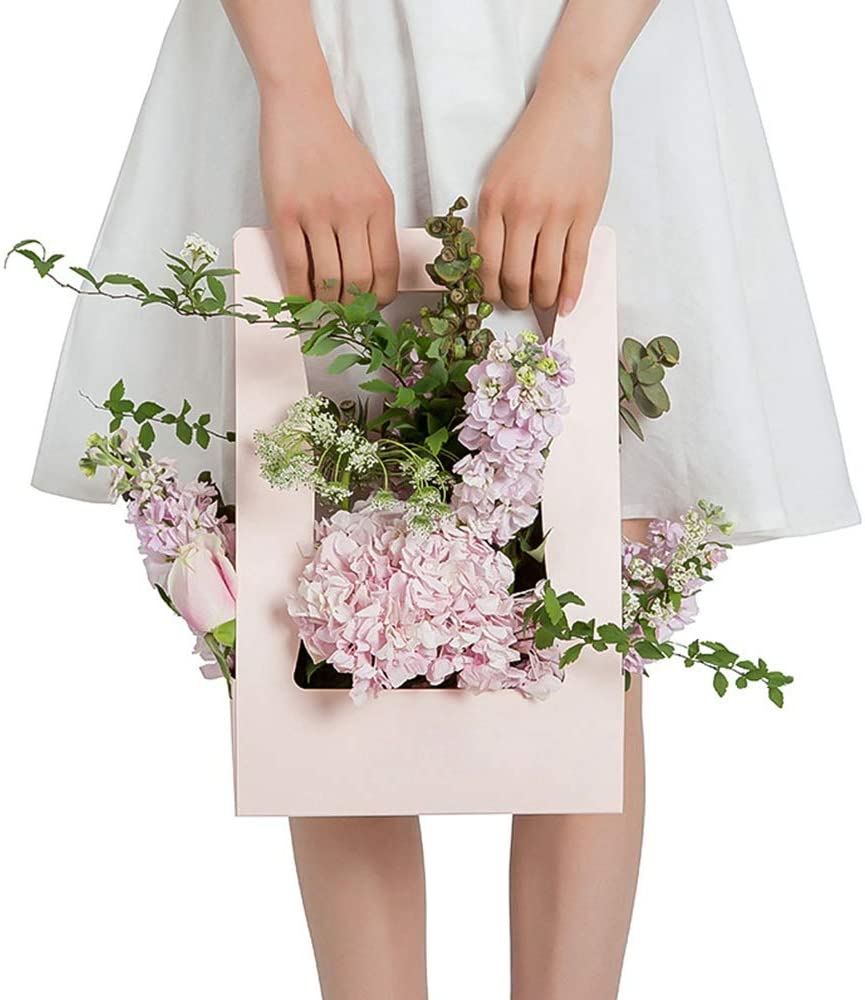 Sacs à fleurs portables pliables, sacs pour bouquets de fleurs, boîte avec poignée, sac d&#39;emballage en papier étanche, sac de transport de fleurs pour fleuriste