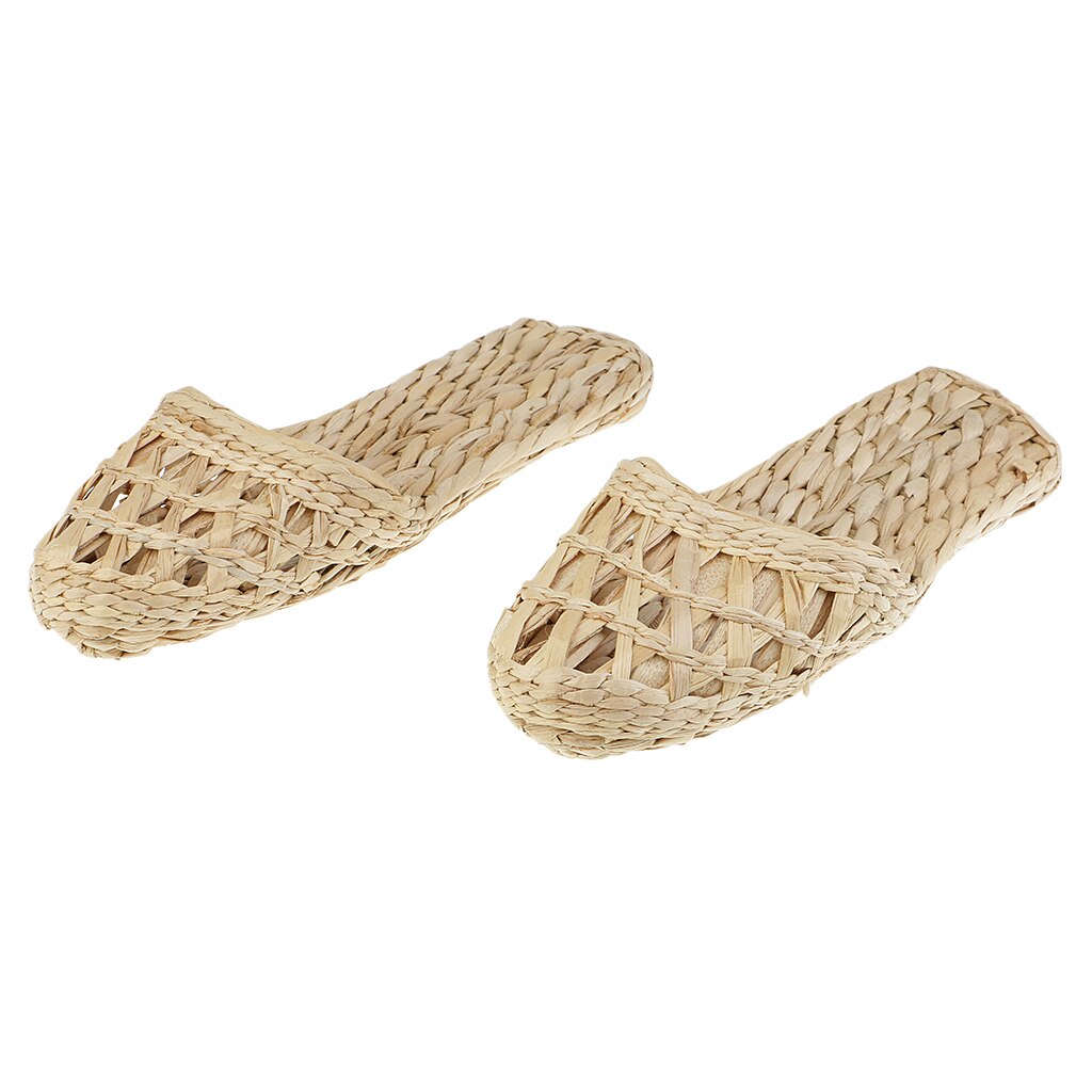 1 paar Handgemachte Stroh Rattan Gestrickte Hausschuhe Sommer Sandalen Flache Sandale Pantoffel Radom Schiff