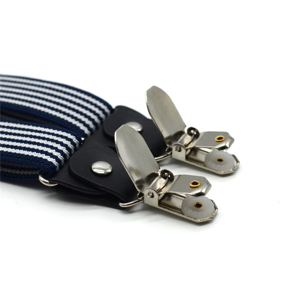 Mens Suspenders Bowtie Set Male Trouser Suspender Pants Navy White Striped British Vintage Wedding Shirt Braces for Men