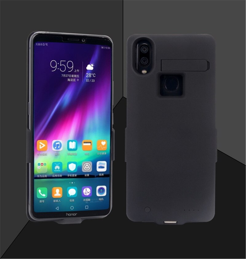 8000 mah voor huawei honor note 10 batterijhoesje, draagbare powerbank voor honor note 10 smartphone standaard batterijklepje: Zwart