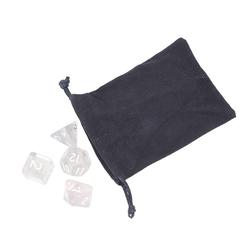 7pcs/lot White Polyhedral Transparent Dices Multi-side With Cloth Bag For Game