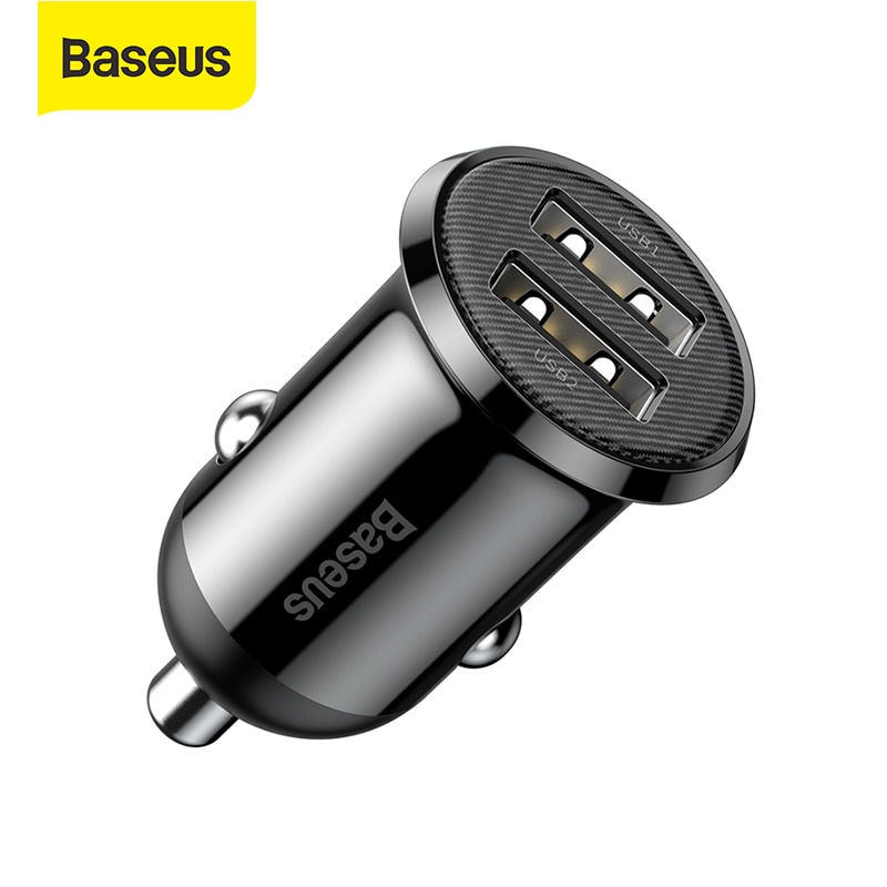 Baseus Usb Autolader 2.4A Mini Telefoon Oplader In Auto Foriphone 12 Pro Max Forxiaomi Forsamsung Dual Usb Oplader Voor auto