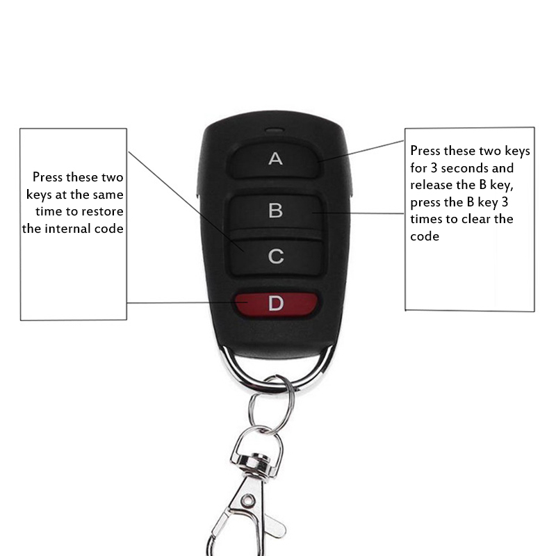 Remote Control Wireless Alarm Cloning Key Fob Garage Remote Control Key Cars Gate Doors Clone Fixed Learning Code For Gate