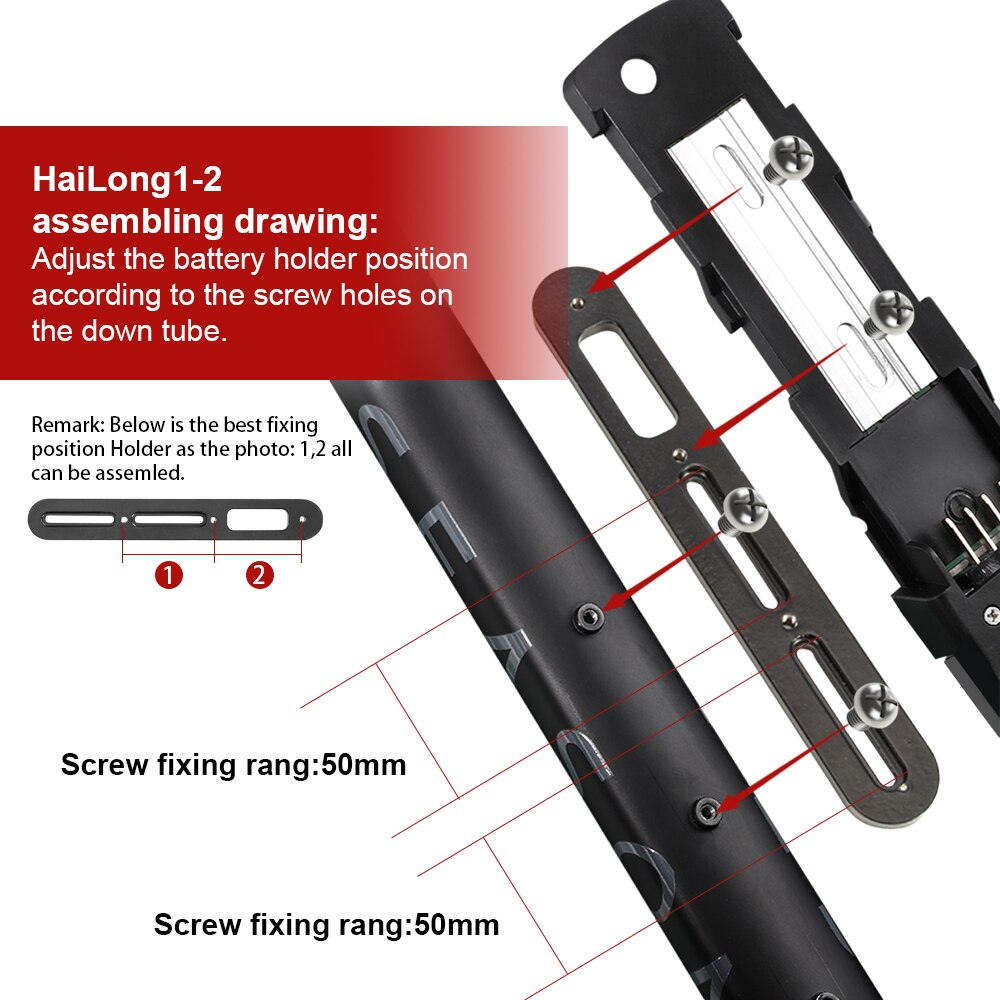 Support d&#39;installation de batterie de vélo électrique, cadre de batterie de vélo électrique pour pièces d&#39;adaptateur de batterie de tube inférieur Hailong