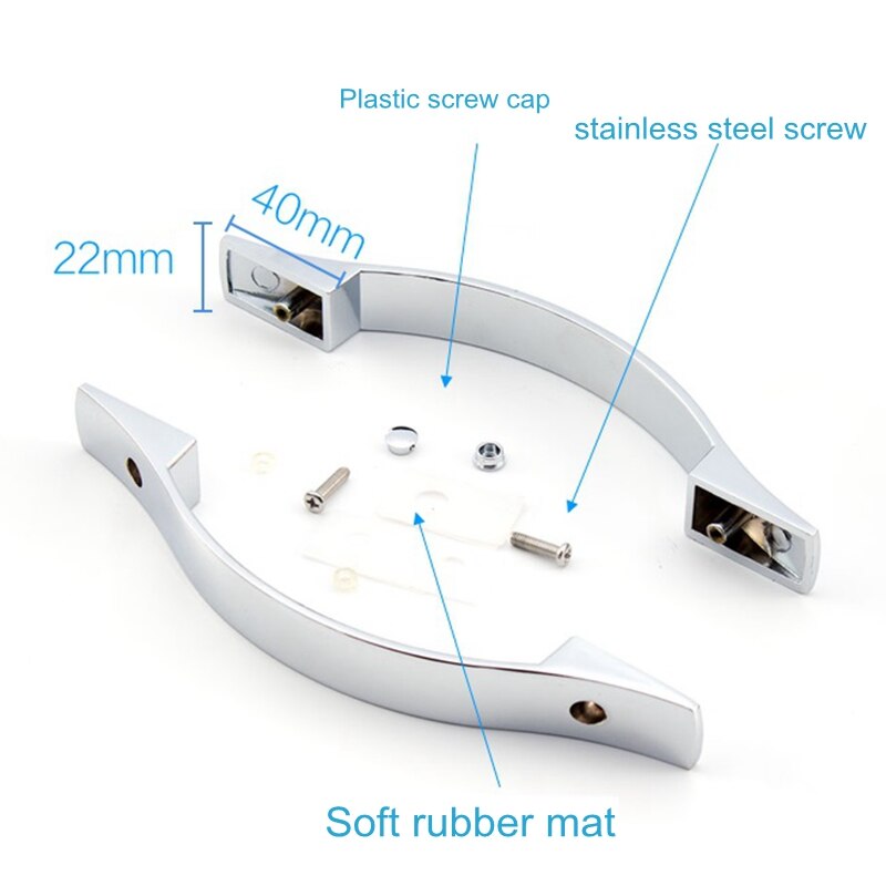 Shower Room Bathroom Sliding Glass Door Handle Shift Door Back to Back Handle Alloy Bilateral Shower Door Handle 145mm Chrome