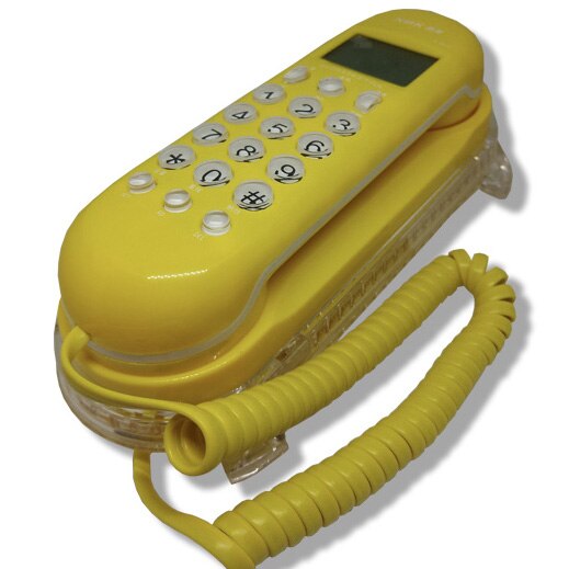 portable Caller Flash landline phone antique home office telephones mini fixed telephone white red yellow wall desktop: Yellow