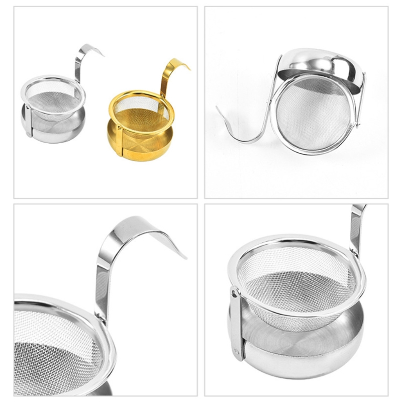 Stainless Steel Tea Infuser with Long Hanging Hook Drip Tray Rotatable Metal Fine Mesh Loose Leaf Strainer Cup Steeper