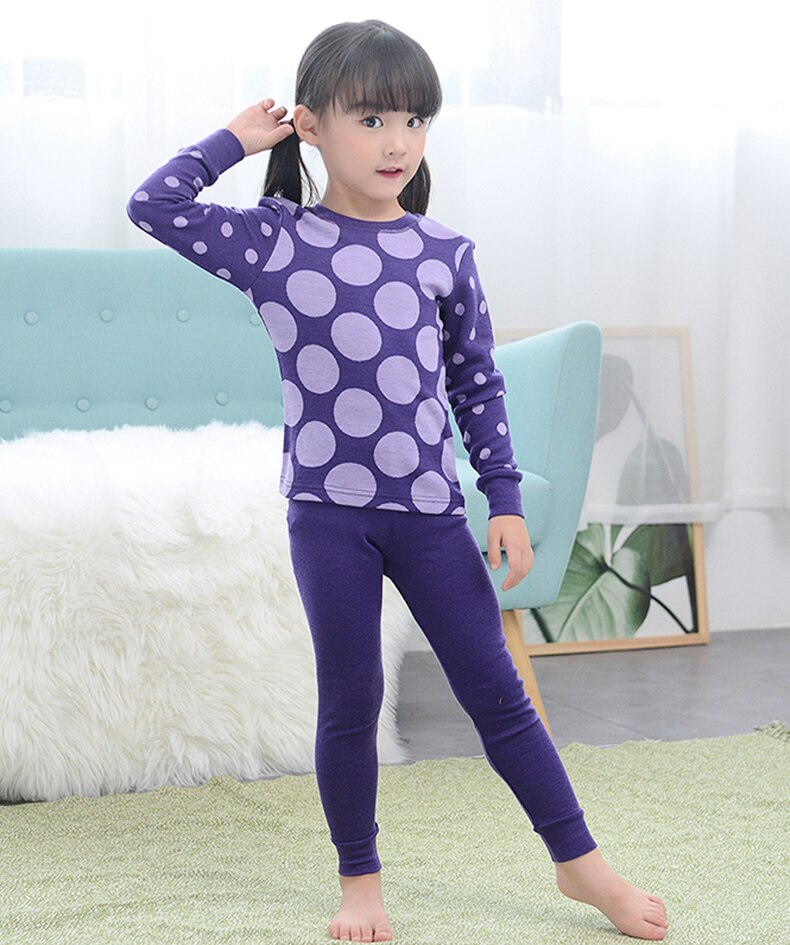 Conjunto térmico infantil de lã merino, roupa íntima, jacquard, espessura 220 gsm, bebês, meninas, crianças, trajes de inverno: ROXO / 150