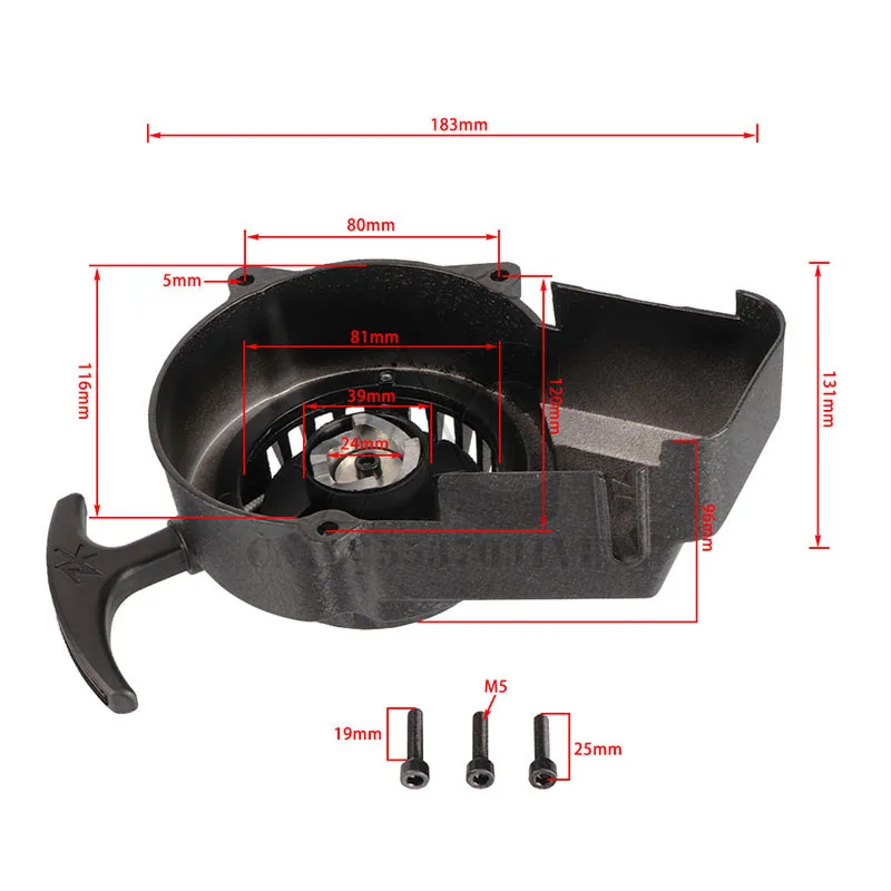 Aluminum pull start recoil starter for 2 stroke 47cc 49cc engine pocket bike mini motorcycle dirt kids ATV quad 4 wheeler