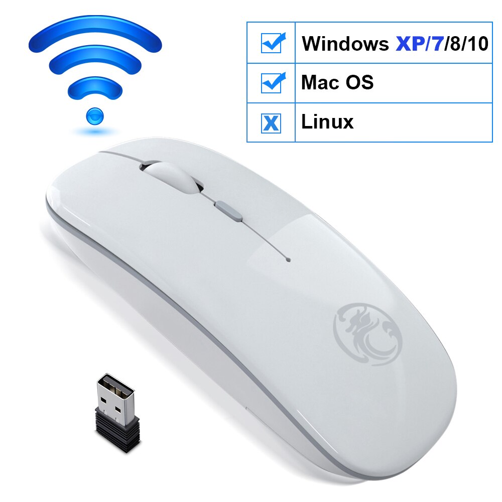 Wireless Mouse Bluetooth Mouse For Computer Rechargeable Ergonomic Mouse Bluetooth Mause Silent Optical USB Mice For PC Laptop: Wireless White