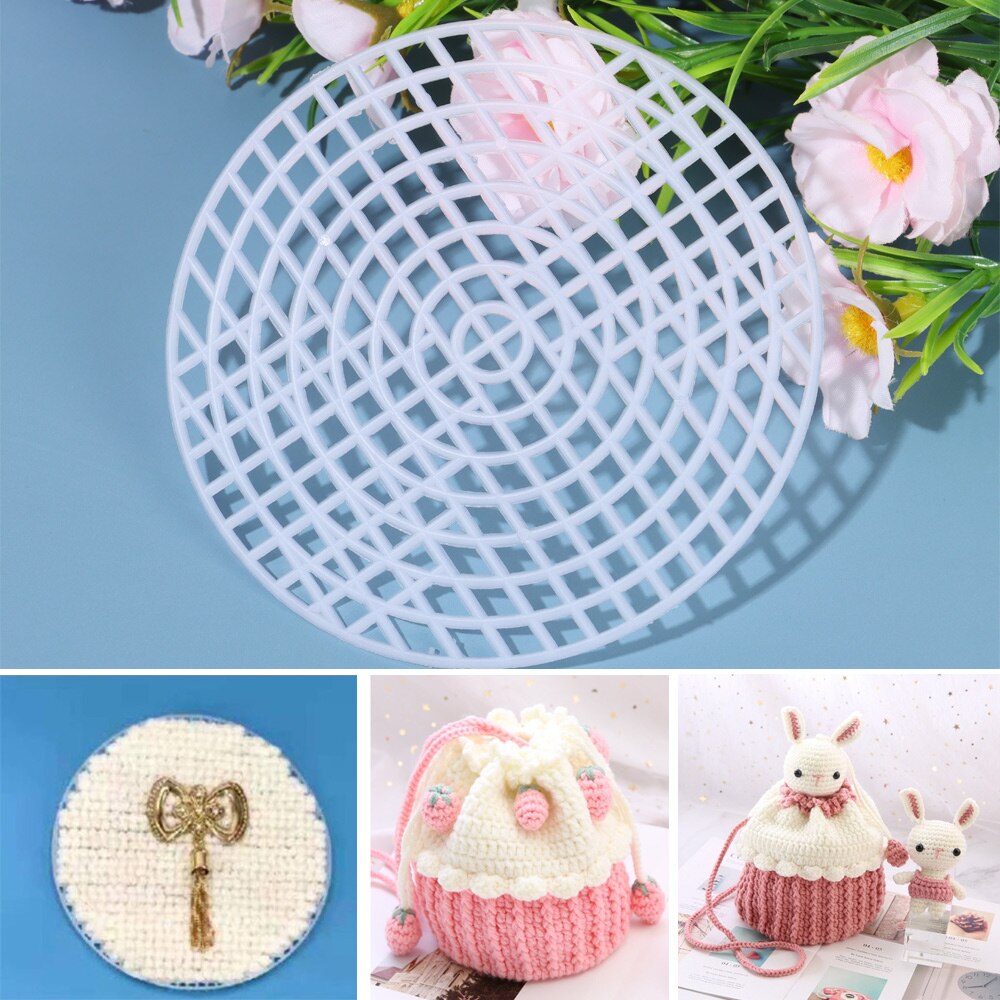 Round Grid Board for Weaving Bag Plastic Knitting Helper Knit Sheet Easy Knitting Accessories DIY Hand Bag White Net Cover