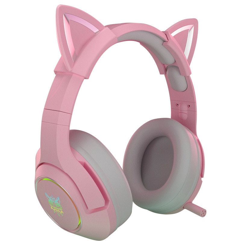 Cute Cat Ear Headphone K9 Pink Wired Game Cat Ear Headset With Mic Gaming Music And Gaming Headset For PC Notebook Laptop
