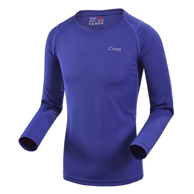 Camiseta de manga larga transpirable de secado rápido para deportes al aire libre para hombre, camiseta negra para correr y senderismo de: Azul / XXL