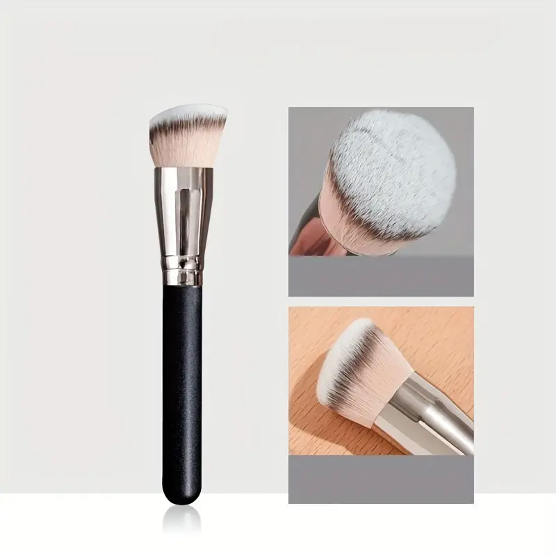 Brocha correctora de base, brochas para colorete de contorno premium, brocha de maquillaje facial densa y impecable debajo de los ojos para mezclar: Negro