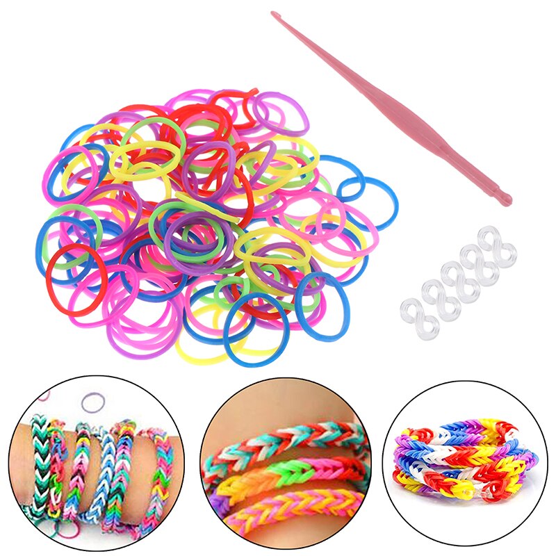 120/600Pcs/Box Rubber Loom Bands Girl Elastic Band for DIY Weaving Lacing Bracelet Set