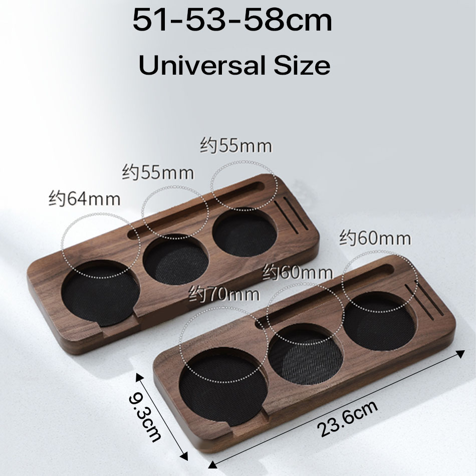 Base de Apoio para Porta-Filtro e Tamper de Café em Madeira Nogueira para Acessórios de Espresso 51MM 54MM 58MM - Suporte para Barista